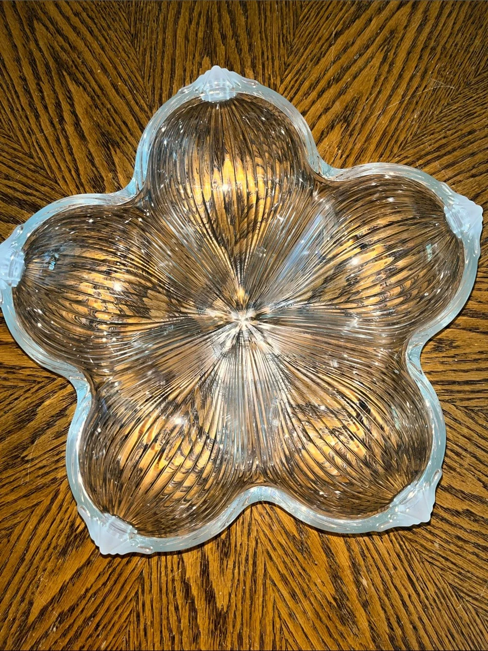 Mikasa Vintage  Floral Ribbed Glass Serving Platter